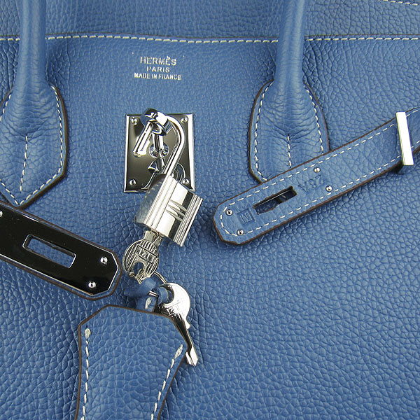 High Quality Fake Hermes Birkin 35CM Togo Leather Bag Blue 6089